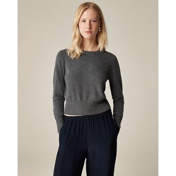 J.Crew Cashmere shrunken crewneck sweater size M Gray - Picture 1 of 11